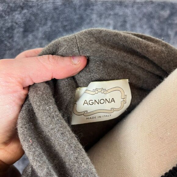 Agnona Cashmere Silk Leather Cardigan Jacket Women's 46 Brown Made In Italy NWOT - Picture 5 of 15